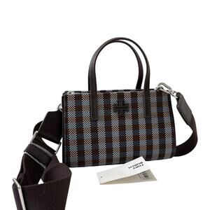 Tory Burch Brown and Blue Checkered small tote